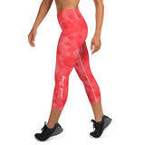 Red Abstract Fin Capri Leggings
