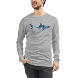 Shark Life Unisex Long Sleeve Tee - White and Gray