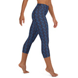Blue on Blue Fin Pattern Capri Leggings