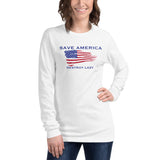 Save America Destroy Lazy - Unisex Long Sleeve Tee (White and Gray)